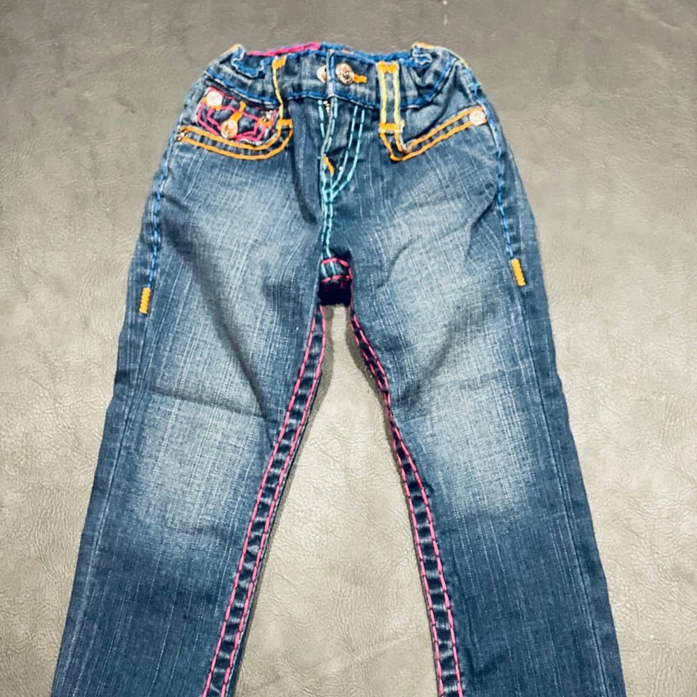 True Religion Rainbow Stitching Kids Jeans Size 5